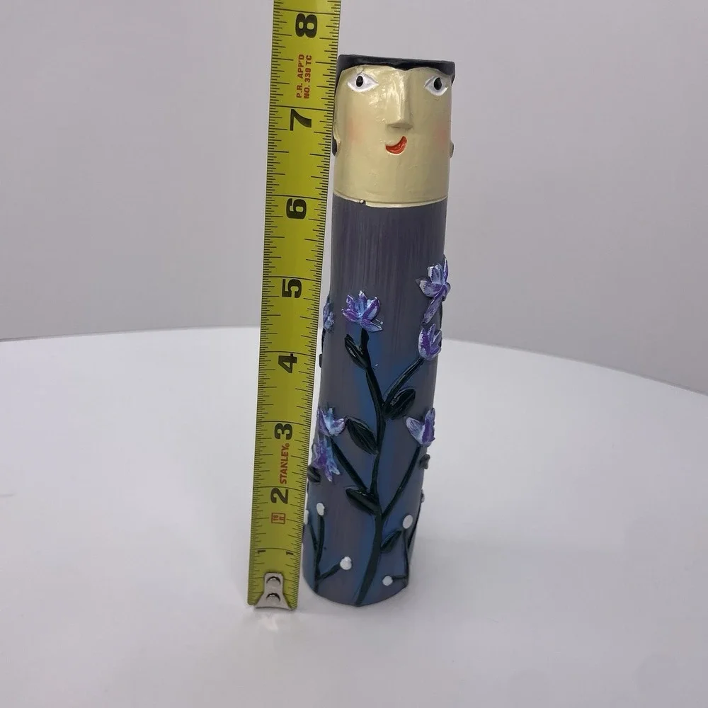 Creative Face Bud Resin Vases Boho Family‎ Set Of 2 Home Decor Orange/ Blue